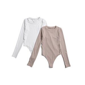 SWEET APPAREL Bright White Multi 2pk Long Sleeve Bodysuits